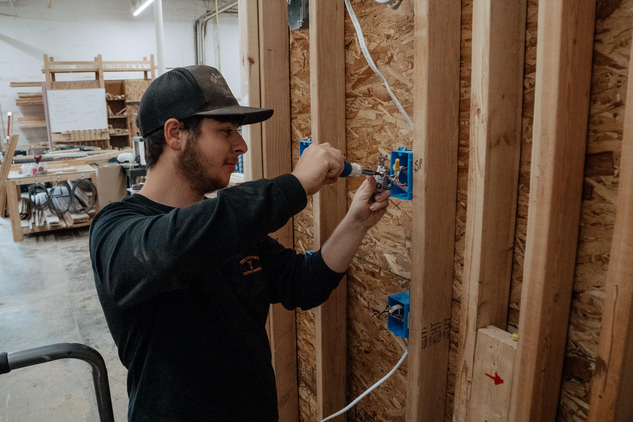 Close-up of student welding